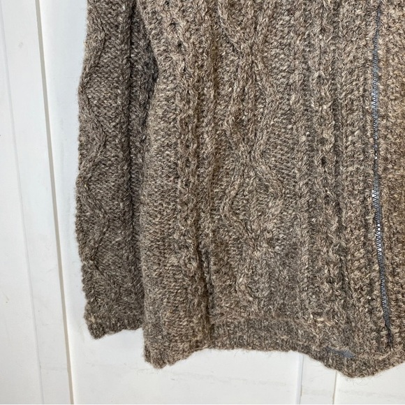 Pachamama Hooded Jumper Zip Heavy Knit 100% Wool Large Brown - Picture 4 of 13